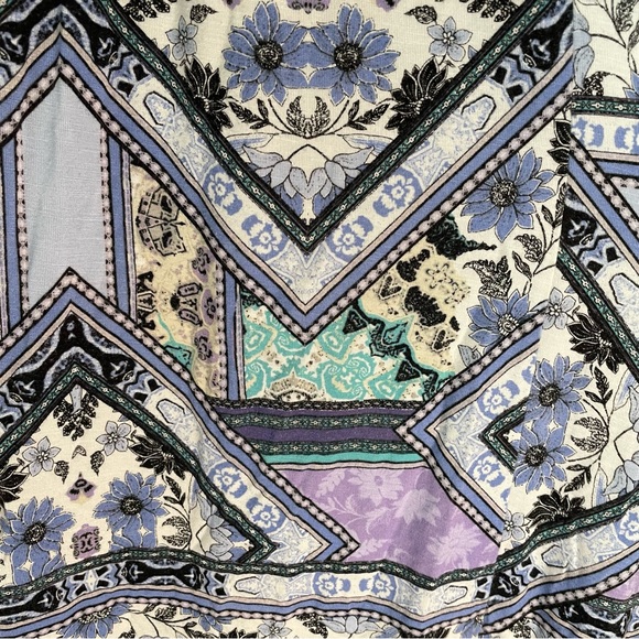 J. Jill Blue Mosaic Floral Knit Midi Shift Dress 3/4 Sleeve Women's Size LP - Picture 7 of 10